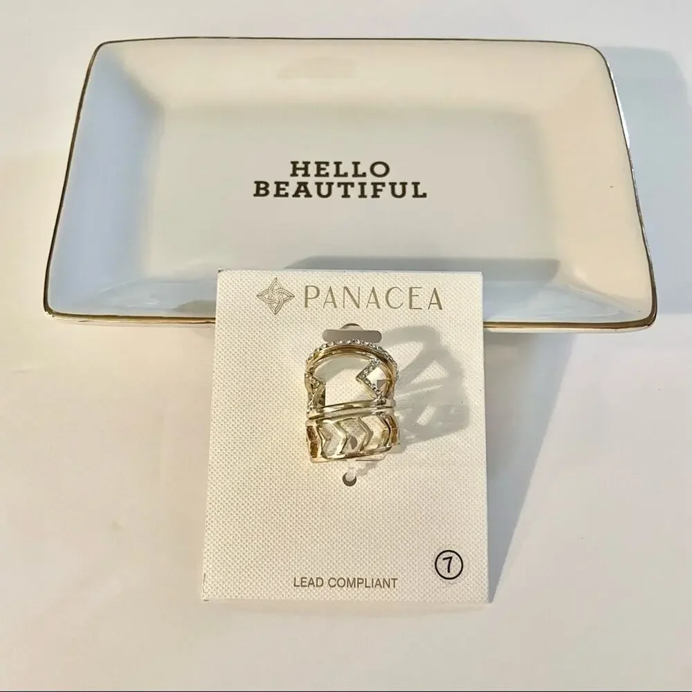 Panacea Gold Plated Trio Ring Set, Size 7